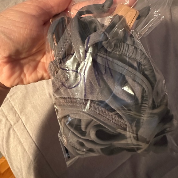 SET Skims NWT recycled swim dipped tie bottom & triangle bikini top gunmetal S/M - Picture 6 of 11